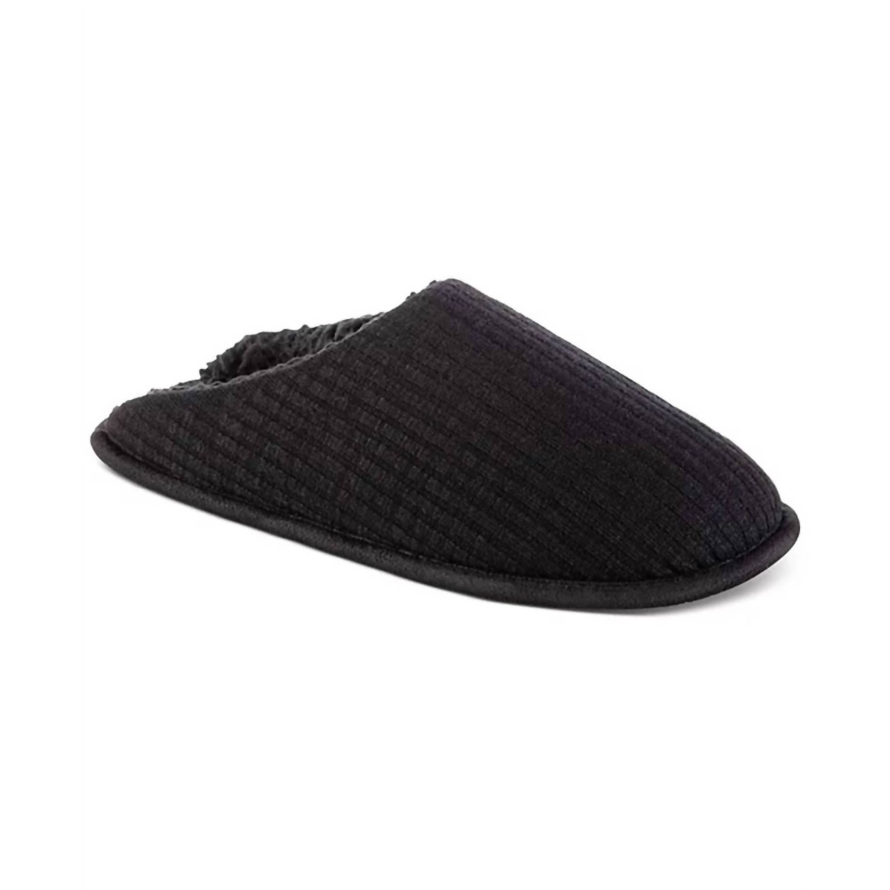 New Isotoner Women's Fine Guage Rib Knit Scuff Slippers In Black